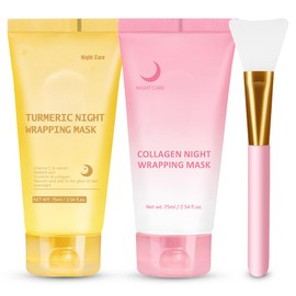 Turmeric & Collagen Night Wrapping Mask, Collagen Mask Overnight Peel Off Face Mas K – Hydrating, Firming & Revitalising For Glowing Skin, Korean Skincare