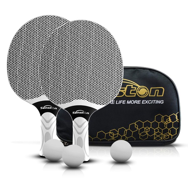 Senston Table Tennis Rackets Set, Professional Table Tennis Racket with 3 Balls, Composite Rubber Ping Pong Paddle Set