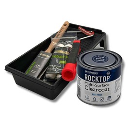 Gripper Cloth Clearcoat Kit, 1.5-inch Brush, 11-inch Roller Frame, Smith and Rodgers Rocktop Multi-Surface 500 ml Matt, 2 Roller Sleeves + Tray