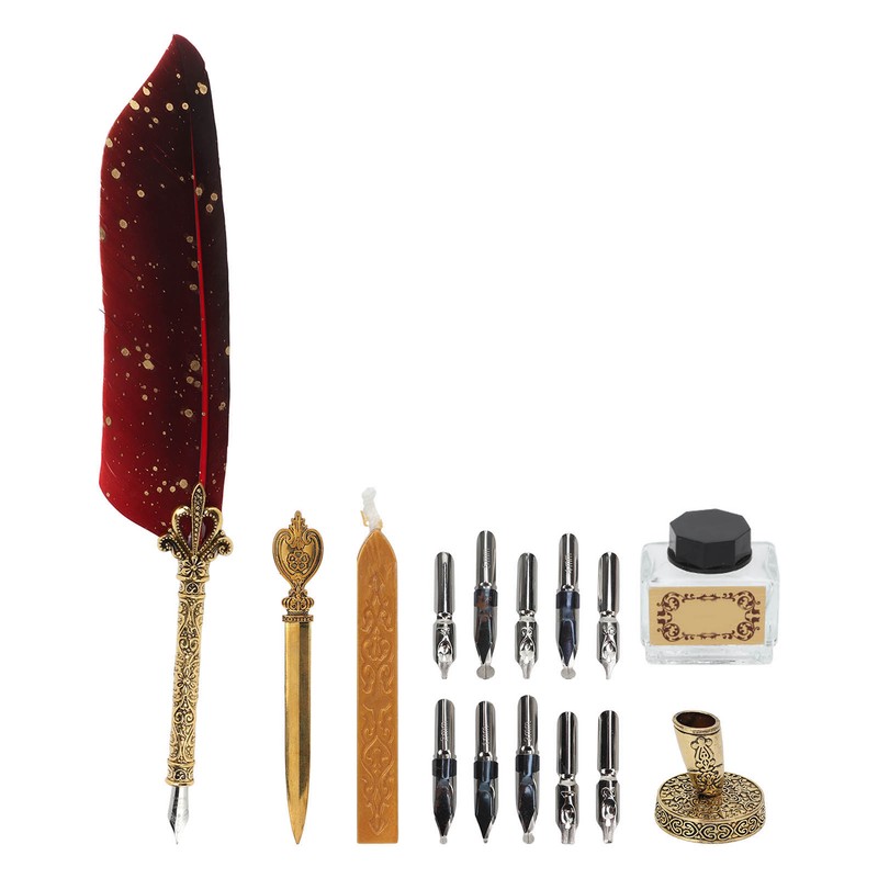 Quill Pen Set Exquisite Retro Smoothing Writing Feather Pen Caligraphy