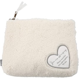 Pavilion Gift Company Women's Makeup Bag, White, Brown, 8" x 10"