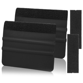 AMZDEPOT Squeegee for Vinyl, 2 Pcs Vinyl Squeegee with Extra 2 Felt Replacements, 4 Inch Vinyl Wrap Tools for Car Wrap, Craft Sign Making, DIY Crafting, Window, Black