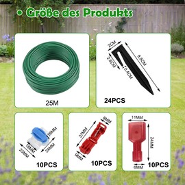 ASOFTY 25M Begrenzungskabel Mähroboter mit 25 Erdnägel, 10 Kabelverbinder und 10 Anschlussklemmen, Ø2,7mm Universal Begrenzungskabel für Mähroboter, Rasenmäher Draht, Rasenroboter Zubehör