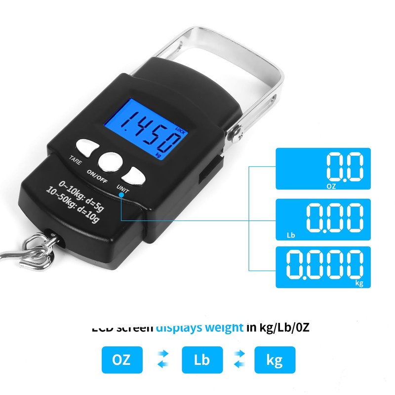 Digital Scale with Lip Gripper：110 Lbs/50 Kg Backlight LCD Display