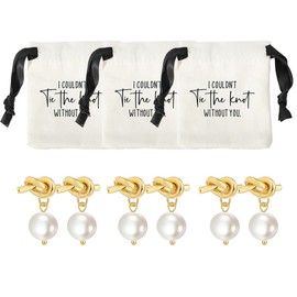 Bridesmaid Proposal Gifts,Bridesmaid Earrings,Maid Of Honor Proposal Gifts,Will You Be My Maid of Honor for Wedding Day,Pearl Bow Earrings Pearl Stud Earrings for Women -(B 3Pcs)