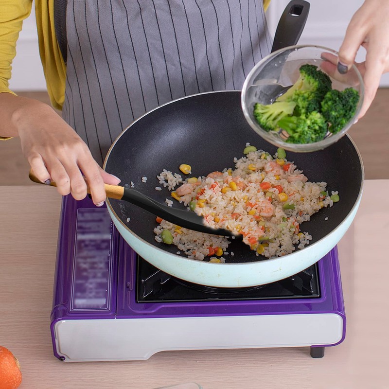 Cooking Spoon for Nonstick Cookwares, VOVOLY Silicone Spoon for Mixing,