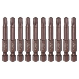 HARFINGTON 10pcs T27 Torx Bit 1/4" Hex Shank 2" Length Magnetic Security Star Screwdriver Power Tool, Red