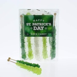 St Patrick’s Day Rock Candy - 10 Pack - St Paddy’s Day Rock Candy Sticks Individually Wrapped - Irish Themed Party Pack