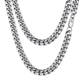 Prosteel Cuban Link Chain Stainless Steel Silver Necklace Mens Jewelry Chains Necklaces Gifts Men Women Chunky Mens Necklace