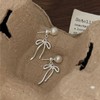 Pearl Bow Earrings For Women, 14k Gold/Silver Plated Bow Drop