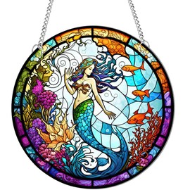 Mermaid Acrylic Window Decoration Stained Mermaid Catchers for Window Patio Wall Home Garden