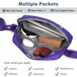 DMLuna Small Crossbody Bags for Women Trendy, Lightweight Waist Pack for Women & Men, Mini Belt Bag, Waist Bag with Adjustable Strap for Running Workout Traveling, Purple