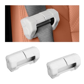 MUQIDA 2PCS Car Seat Belt Buckle Covers, Anti-Scratch Silicone Auto Seatbelt Buckle Protector, Universal Safety Belt Clip Cover Secure Buckle Guard Fits Most Vehicles, Car Accessories (White)