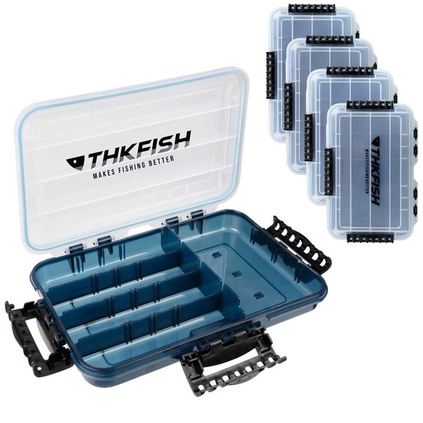 THKFISH Fishing Tackle Box 3600 Tackle Tray Floating Fishing Lure Box 4PCS Small Tackle Box with Adjustable Dividers