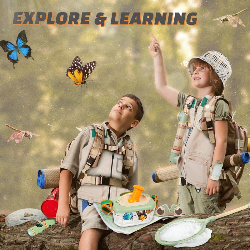 SMILESSKIDDO Kids Explorer Kit, 27 Pcs Outdoor Explorer Kit &
