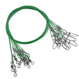 VATEICO 20PCS Fishing Leader Line,150LB High Strength Saltwater Fishing Stainless Steel Leaders with Swivel Snaps Connect Tackle Lure Rig and Hooks 19.7inch Green