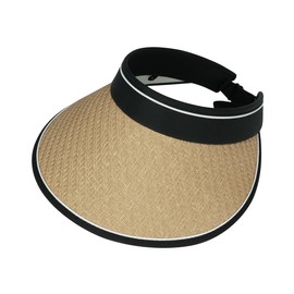 CLAPE Wide Brim Straw Visor Hat for Women, Lightweight Sun Protection Summer Beach UV Sun Hats with Open Back for Ponytail