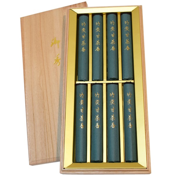 Gobbutsu-zen Awaji Baikando Smokeless Incense Incense Gift Bamboo Charcoal Sweet Tea Incense, 8 Bundles, Paulownia Box, Buddhist Service, Incense for Proceedings, 49th Day, 1st Anniversary 3rd