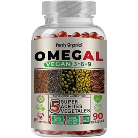 Omegal de Purely Organics – Omega 3-6-9 Vegano con Astaxantina ✨💊 Su Suplemento 100% vegetal 