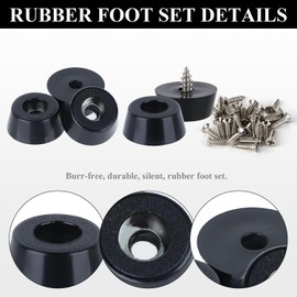ZDNT 30Pcs Round Black Rubber Feet with Stainless Steel Screws,Rubber Cutting Board Feet,Non Slip Furniture Feet Pads for Furniture Tables Chairs Chopping Boards (20 * 15 * 8mm)