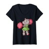 Womens Cartoon Hippo With PomPoms Cheerful Character For Kids V-Neck