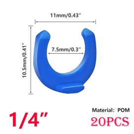 Qrity Pack of 20 Small Clip 1/4 Inch Locking Clips Clamps, 1/4 Inch Quick Connect Locking Clamp, for Reverse Osmosis Water Filter Fittings