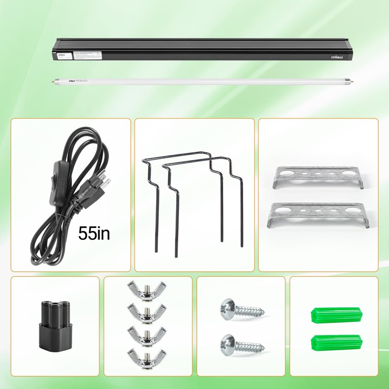 OiiBO T5 HO Reptile Light Fixture UVB Lighting Combo Kit,