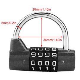 4 Dial Digit Code Combination Padlock, Gym Locker, Security Password Lock for Gym, School, Employee Locker Travel Suitcase(Black)