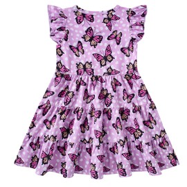 Kimoda 5t Girl Summer Dresses Casual Butterfly Dress Toddler Beach Sundress Size 5-6