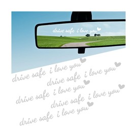 HZEL Car Sticker, 5PCS Drive Safe I Love You Rearview Makeup Mirror Window Reminder Decors, Funny Vinyl Letter Automotive Decoration Accessories, Universal for SUV RV Truck (White)