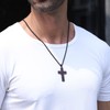 Zocomi Cross Necklace for Men Baseball Pendant Chain Black Stainless