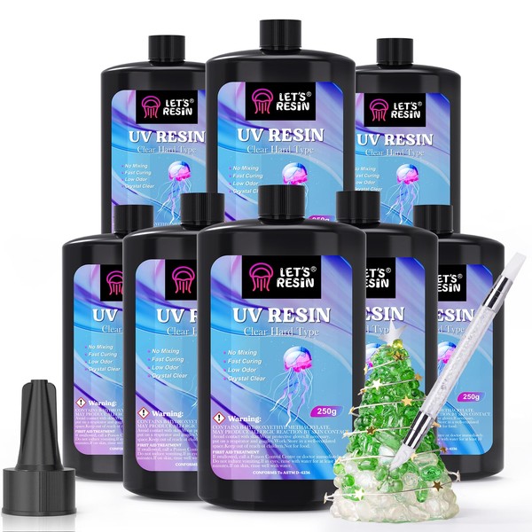 LET'S RESIN UV Resin, 2,000g 250ml 8Pcs Faster Cure Crystal