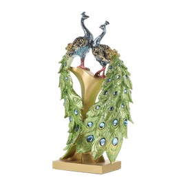 Resin Peacocks Statue Desktop Adornmen: Creative Peacock Decor Indoor Home Adornment Craft Resin Peacock Figurines Wedding for Home Bedroom Office
