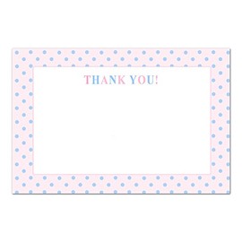 30 Blank Thank You Cards Blue Pink Polka Dots Unisex Baby Shower or Baby Sprinkle Girl Boy + 30 White Envelopes