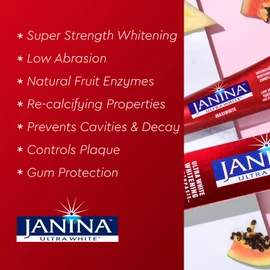 Janina Ultra White 75ml Maxi White Super Strength Whitening Mint Toothpaste, Low Abrasive Formula with Whitening Complex for Instant & Effective Teeth Whitening for Everyday Use, Vegan & Cruelty Free