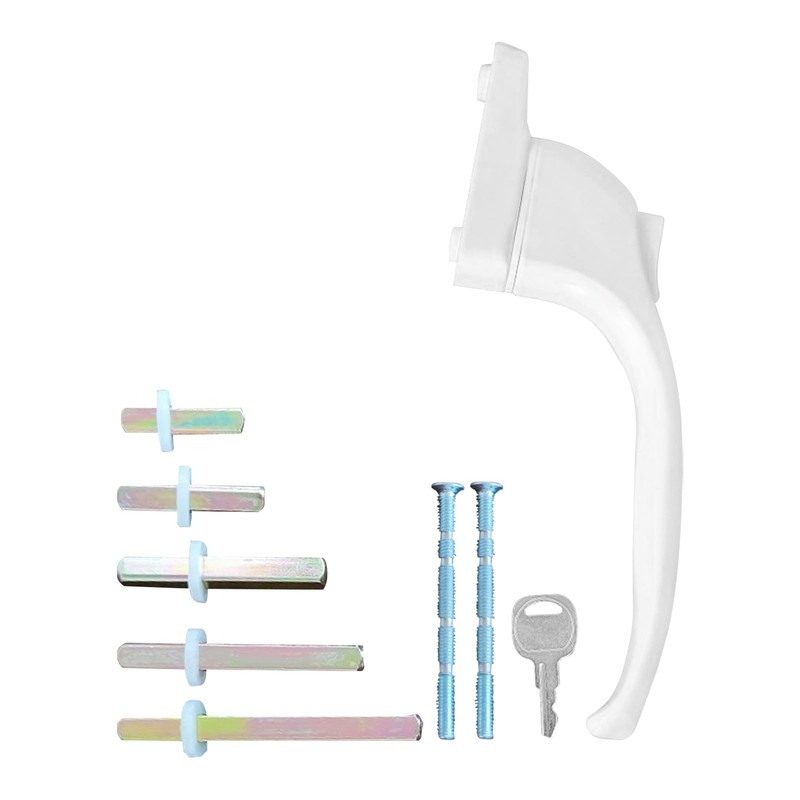 Munsesi Universal Inline Window Handle, Lockable, Ambidextrous, Multi-Spindle, White with