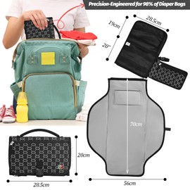 Changing Mat on the Go - Portable Changing Mat for Baby with Wipe Bag, Waterproof and Easy to Clean, Black