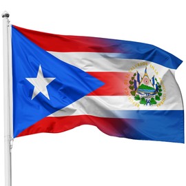 Civilos Puerto Rico & El Salvador Flag 3x5ft Nylon Outdoor/Indoor Flag with Brass Grommets