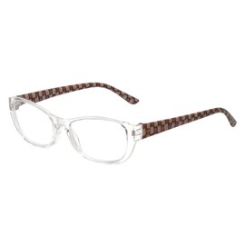 Calabria L 15577 Cat Eye Reading Glasses +1.50 Crystal Clear Brown Gold Women Trendy Chic Readers Stylish Fashion Eyeglasses