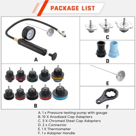 ATPEAM 18pcs Radiator Pressure Pump Cooling System Car Leak Tester Detector Tool Water Tank Adapter Auto Coolant Vacuum Purge Head Gasket