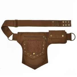 KPYWZER Thigh Drop Leg Bag for women Fanny Pack Renaissance Faire Festival Lace Waist Bag Utility Hip Belt Waist Bags Womens Travel Outdoors Brown