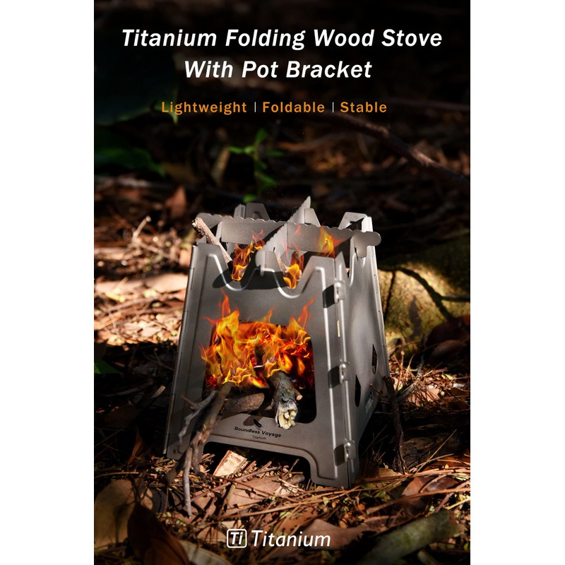 Boundless Voyage Outdoor Titanium Folding Wood Stove Camping Multi-Fuels Alcohol