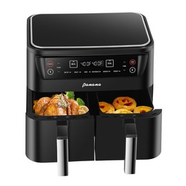 Panana Air Fryer 8.5QT, 6 in 1 Air Fryers Dual Zone 2 Busket,1800W Air Fryer for Roast, Bake, Dehydrator, Defrost, Reheat Quick Meals