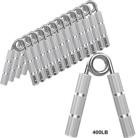 WANSPOORTS Silver Metal Hand Grip Set, 50LB-400LB 13 Pack No Slip Heavy-Duty Grip Strengthener with Gift Box, Great Wrist & Forearm Hand Exerciser, Home Gym, Hand Gripper Grip Strength Trainer (Silver 13Pack(50LB-400LB)))