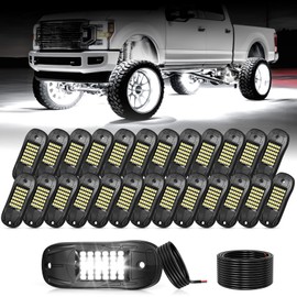 icicar 25 Pods 6500k White Rock Lights, IP68 Waterproof 36 LEDs SMD Chips Underglow Kit for Truck Pickup SUV UTV ATV RZR Car Boats