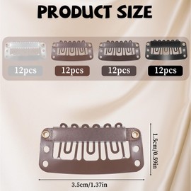 48 Pcs 32 mm 6-Teeth Wig Clips, U Shape Wig Clips for Hair Extension Wigs Snap Clip Comb Small Metal Snap Wigs Accessories for Women DIY Hairpiece Making (Black)