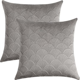GONOVE Cushion Covers 45x45cm Decorative Retro Embossing Throw Pillow Covers Set of 2 Square Velvet Soft Cushions Pillow Cases for Home Sofa Couch Chair Decor,Grey