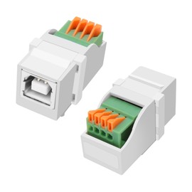 XMSJSIY Keystone USB 2.0 Type-B Female Solderless Connector to 4 Pin Crimp Terminals Block Socket Printer Adapter for Printer Scanner Expansion Repair - 2PCS