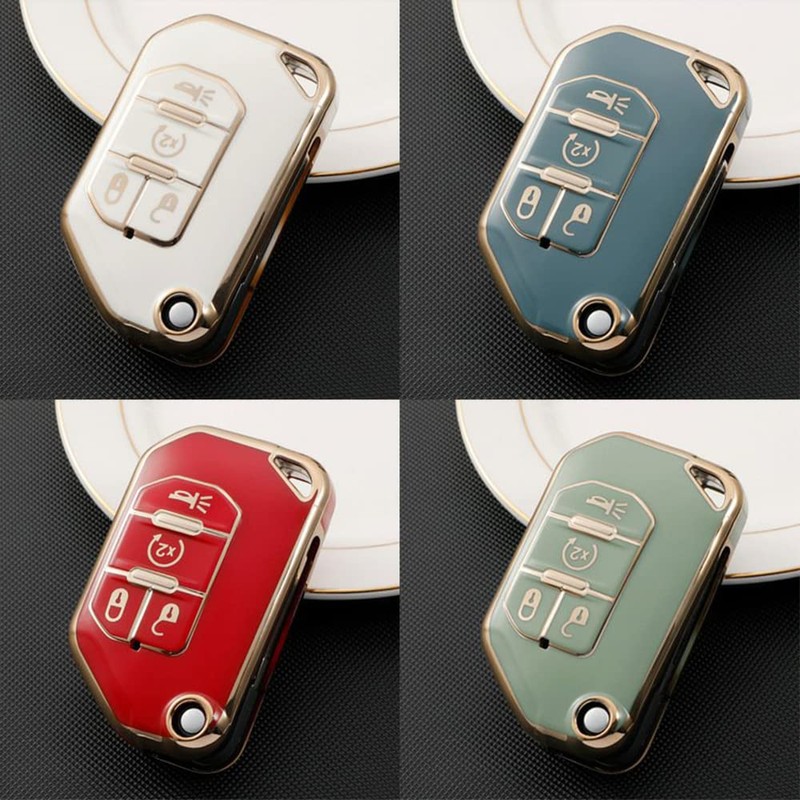 SANRILY 4 Button Key Fob Case for Jeep Wrangler JL