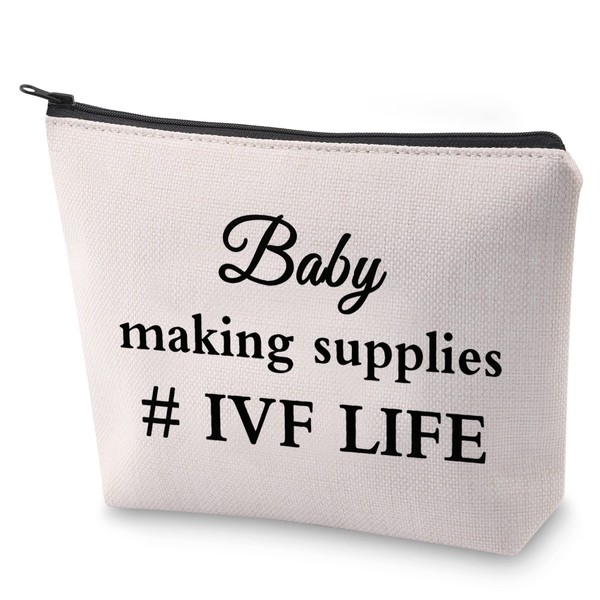 IVF Mom Gift IVF Infertility Makeup Bag Baby Making Supplies IVF Lucky Transfer Cosmetic Bag for Women (Baby Making Supplies)